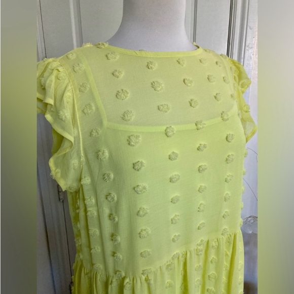 SO® Pom Pom textured Flutter Sleeve Tiered Midi Dress - Picture 12 of 15